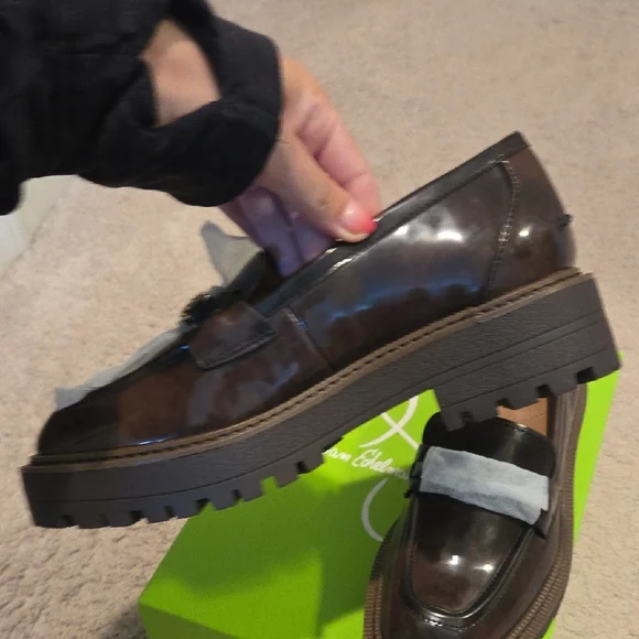 Sam Edelman Dark Brown Loafers with Gold Accent - Picture 3 of 5